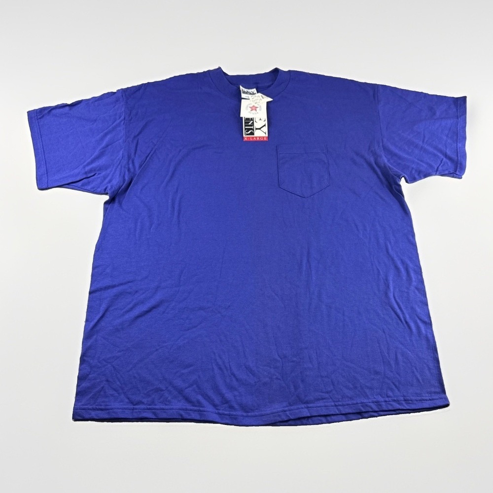 Vintage Key Elements Pocket Tee Shirt Adult XL Purple Blank Made in USA 90s NEW